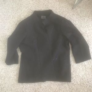 CHANEL Black Sequin Coat #78334 Size XL / UK 20